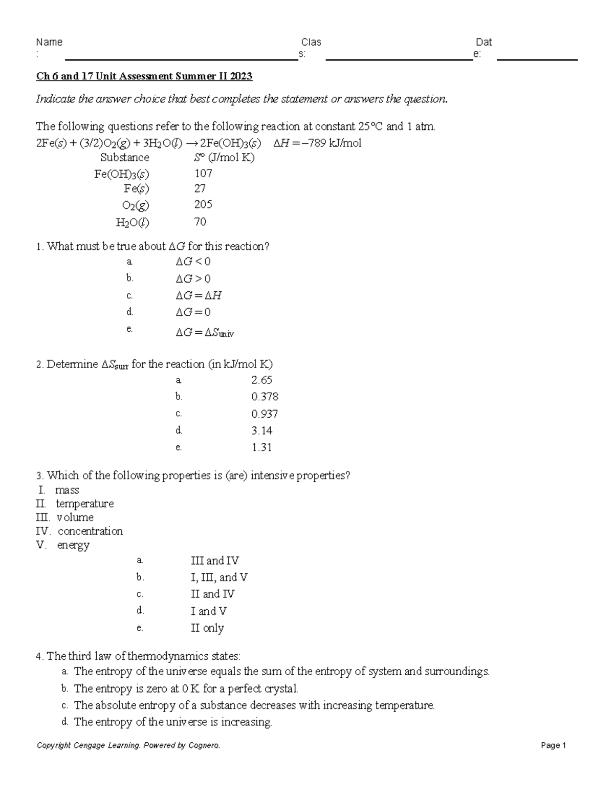 Ch 6 and 17 Unit Assessment Summer II 2023 - : s: e: Ch 6 and 17 Unit ...
