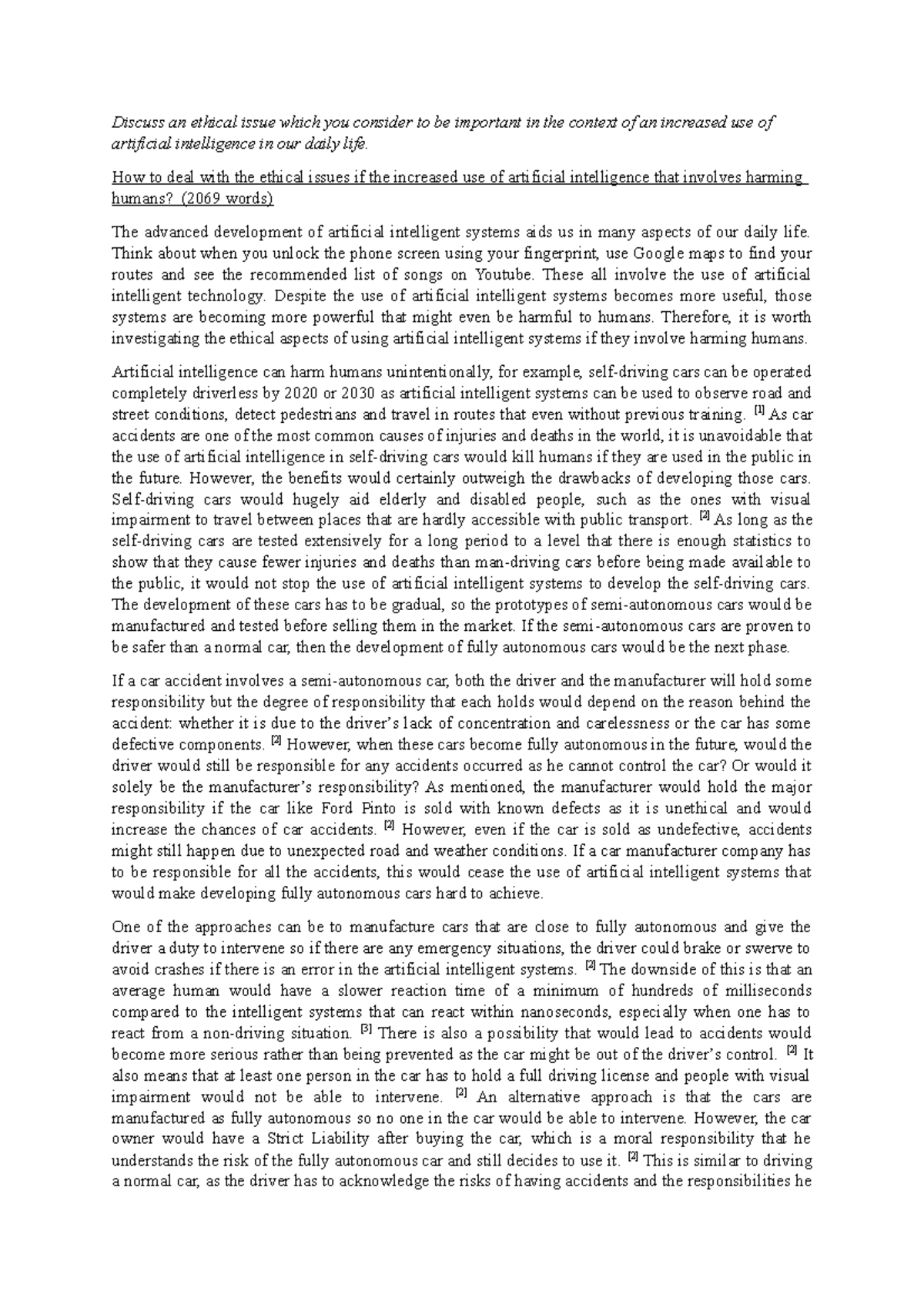 CS1005 Artificial Intelligence Ethics Essay - Discuss an ethical issue ...