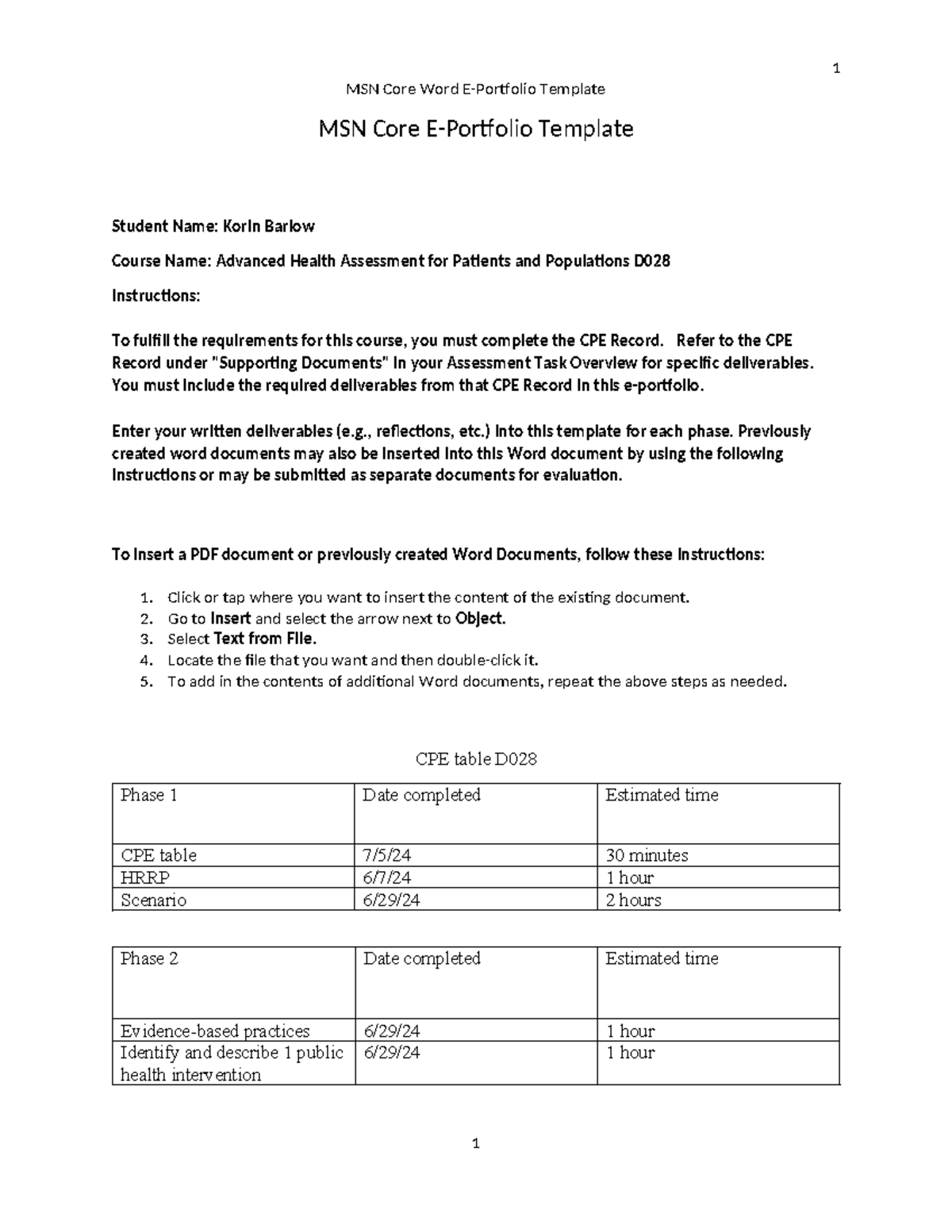 Eportfolio 1 D028 - Task 1 for D028 - MSN Core Word E-Portfolio ...