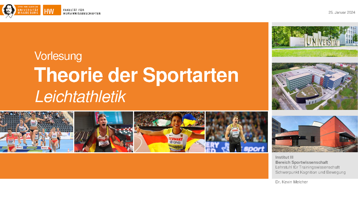 Institut Für Sportwissenschaft Und Motologie VL Leichtathletik WS2324 - Institut III Bereich Sportwissenschaft