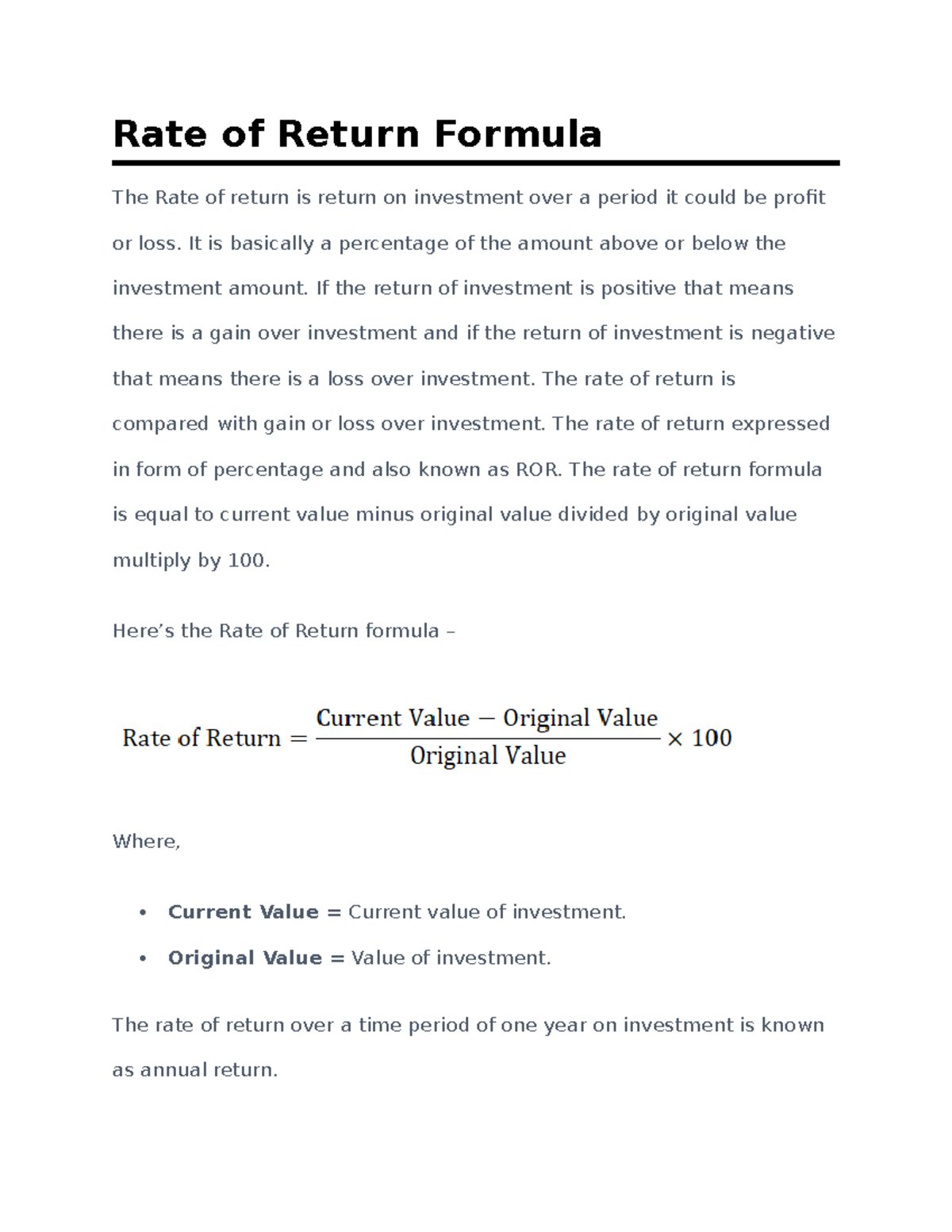 rate-of-return-formula-project-management-rate-of-return-formula