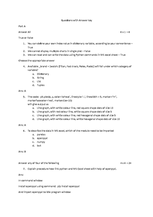 Test 2 - MBA - Python Unit Test questions