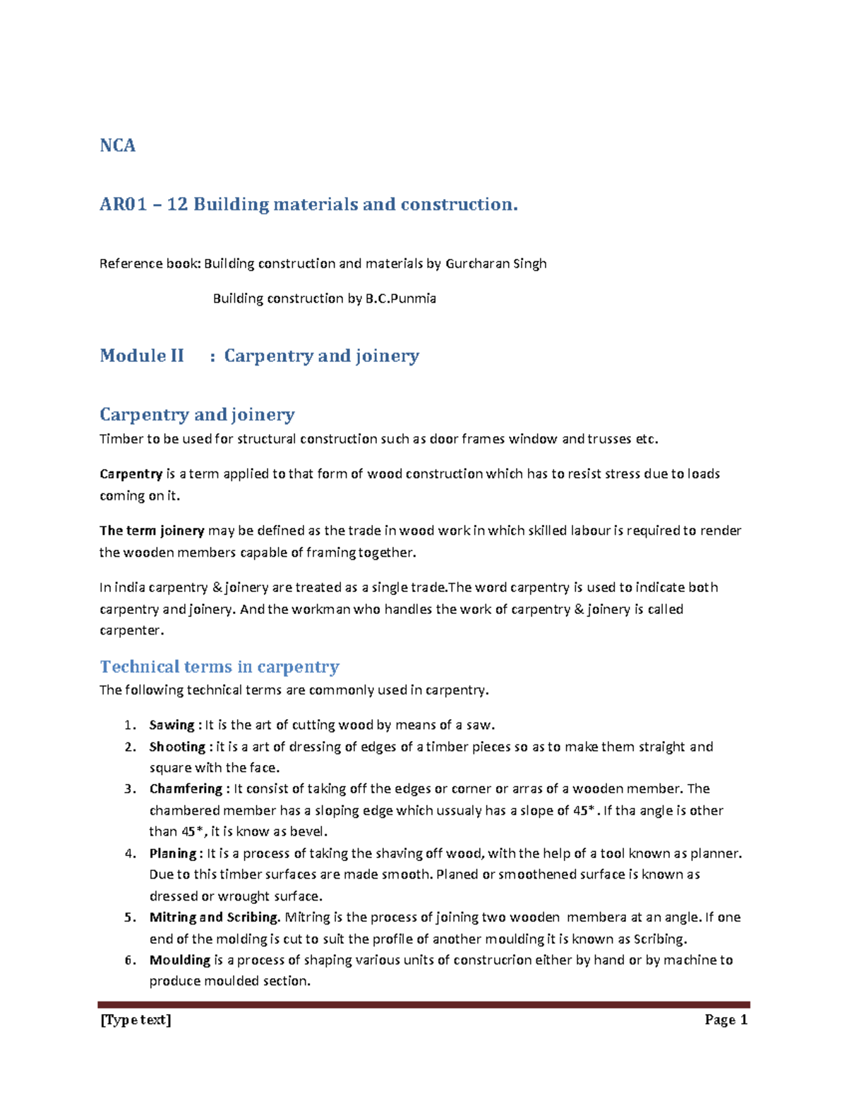 Carpentry and joinery module 4 notes NCA AR01 12 Building materials