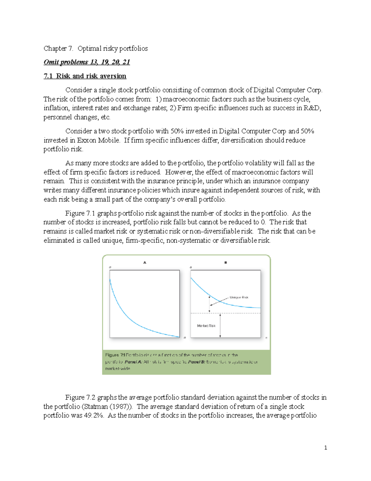 Chapter 7 Notes - Slides Week 7 - Chapter 7. Optimal Risky Portfolios ...