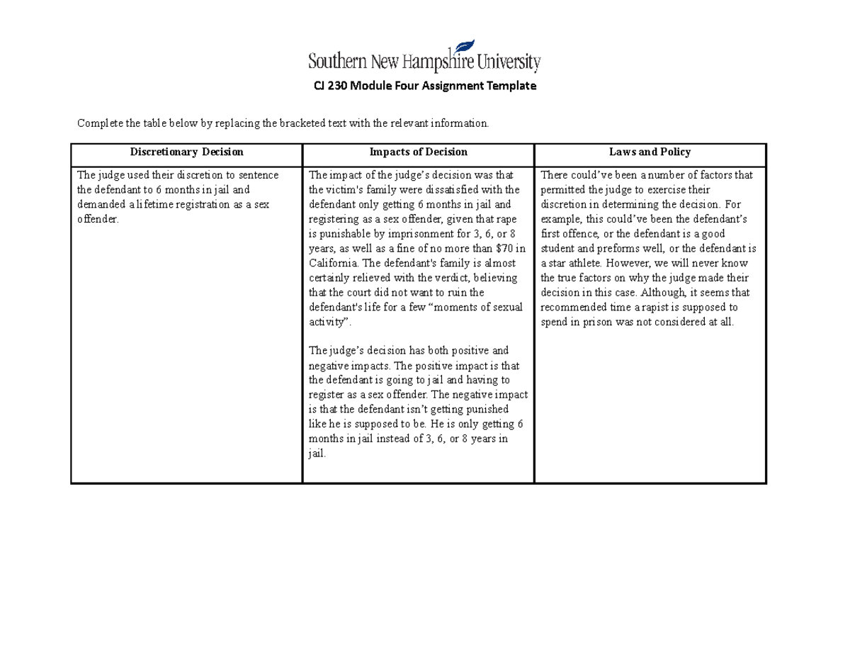 week 4 assignment discretionary use of authority scenarios