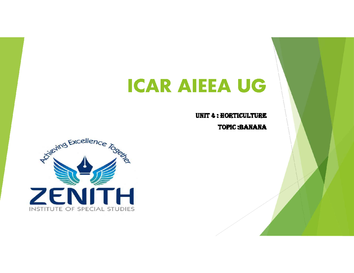 ICAR Aieea UG 2023, Topic- Horticulture ( Banana) - ICAR AIEEA UG UNIT ...