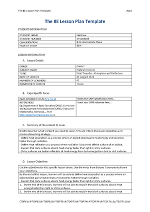 The IIE Lesson Plan Template - To download the word template and save ...