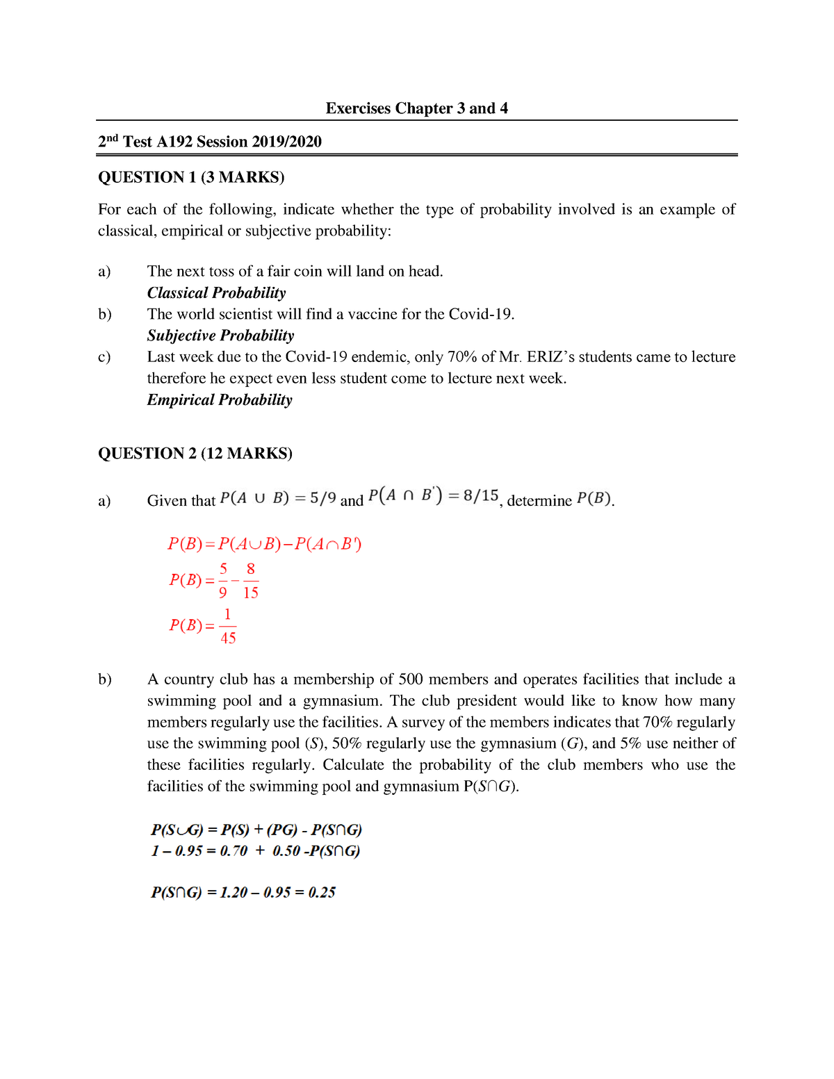 Exercises Chapter 3 And 4 Solution - Exercises Chapter 3 And 4 2 Nd ...