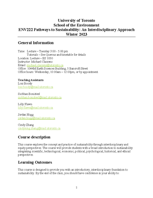Syllabus ENV 222 2019 WINTER UOFT - School of the Environment ...