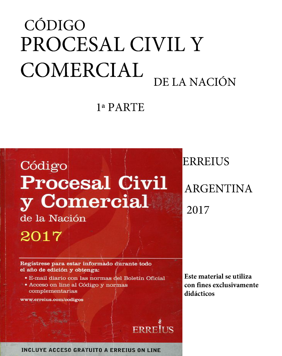 1º Parte CODIGO PROCESAL CIVIL Y COMERCIAL DE LA NACION - CÓDIGO ...