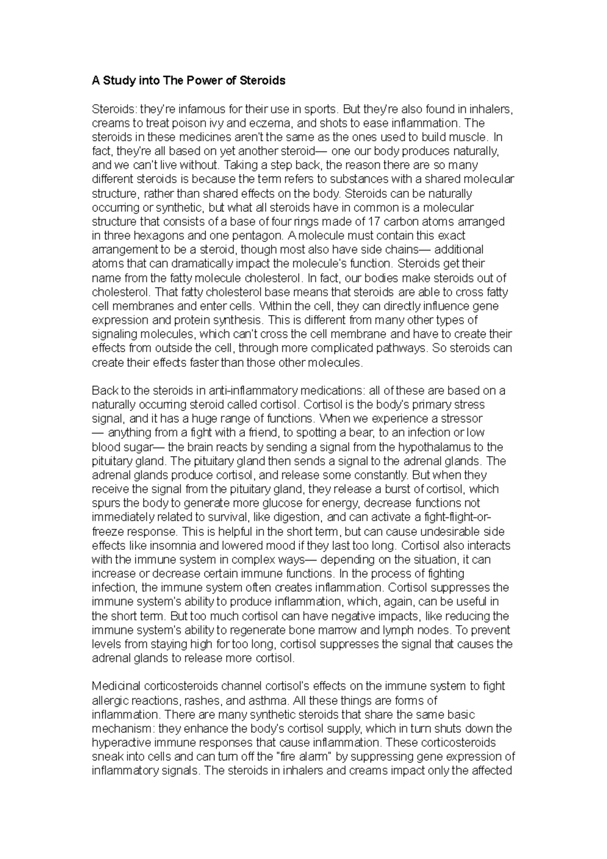 A Study into The Power of Steroids - A Study into The Power of Steroids ...
