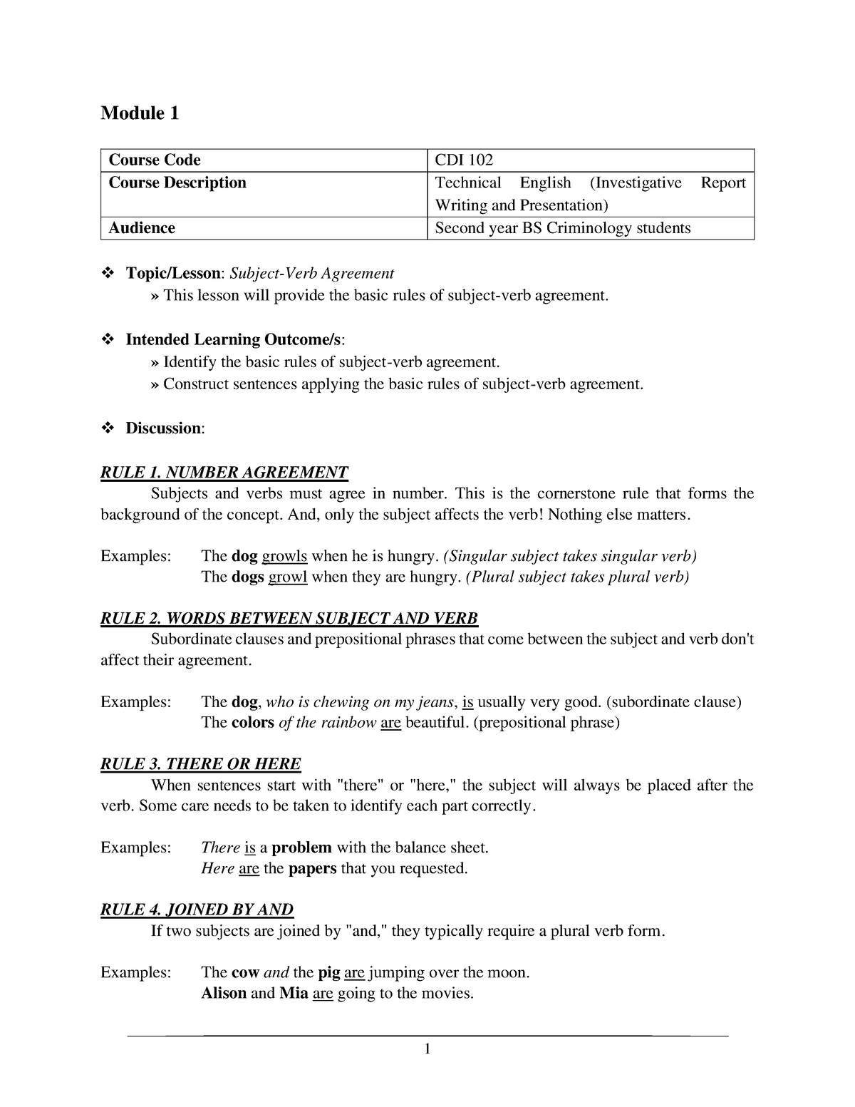 Module-1 - INVESTIGATION REPORT - 1 Module 1 Course Code CDI 102 Course ...