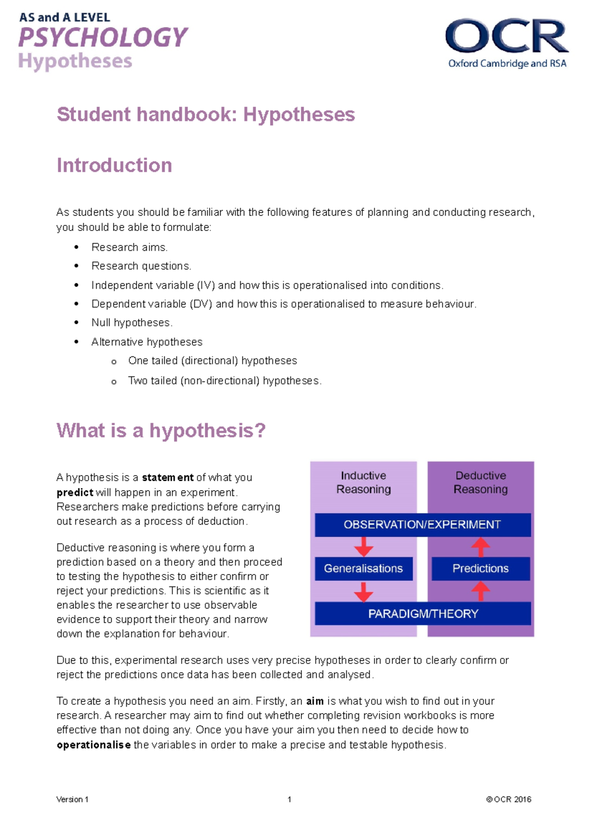 342207 Hypotheses Student Handbook Student Handbook Hypotheses 342207 Hypotheses Student Handbook Student Handbook Hypotheses