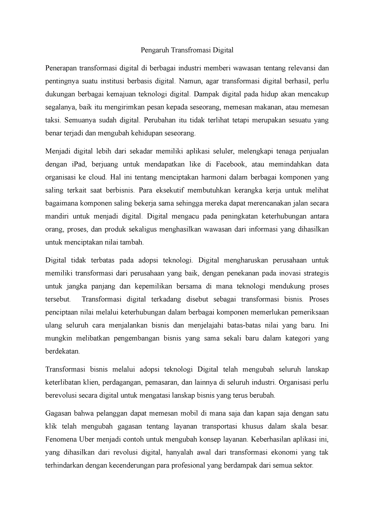 Pengaruh Transfromasi Digital - Pengaruh Transfromasi Digital Penerapan ...