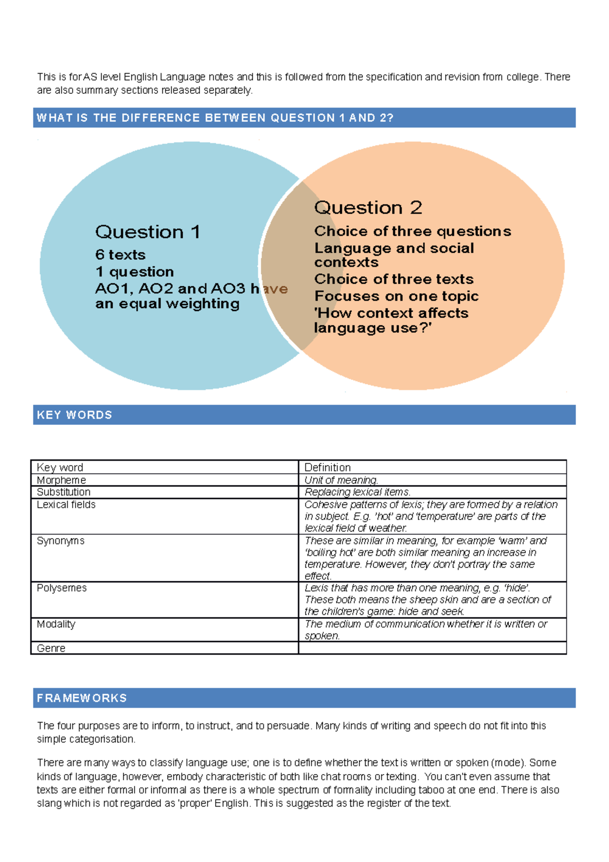 a level english language coursework commentary