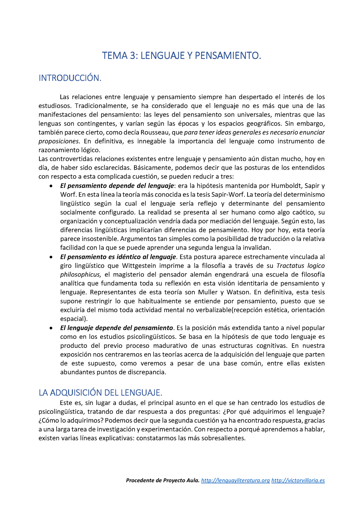 TEMA 3 Lenguaje Y Pensamiento - TEMA 3: LENGUAJE Y PENSAMIENTO 3 ...