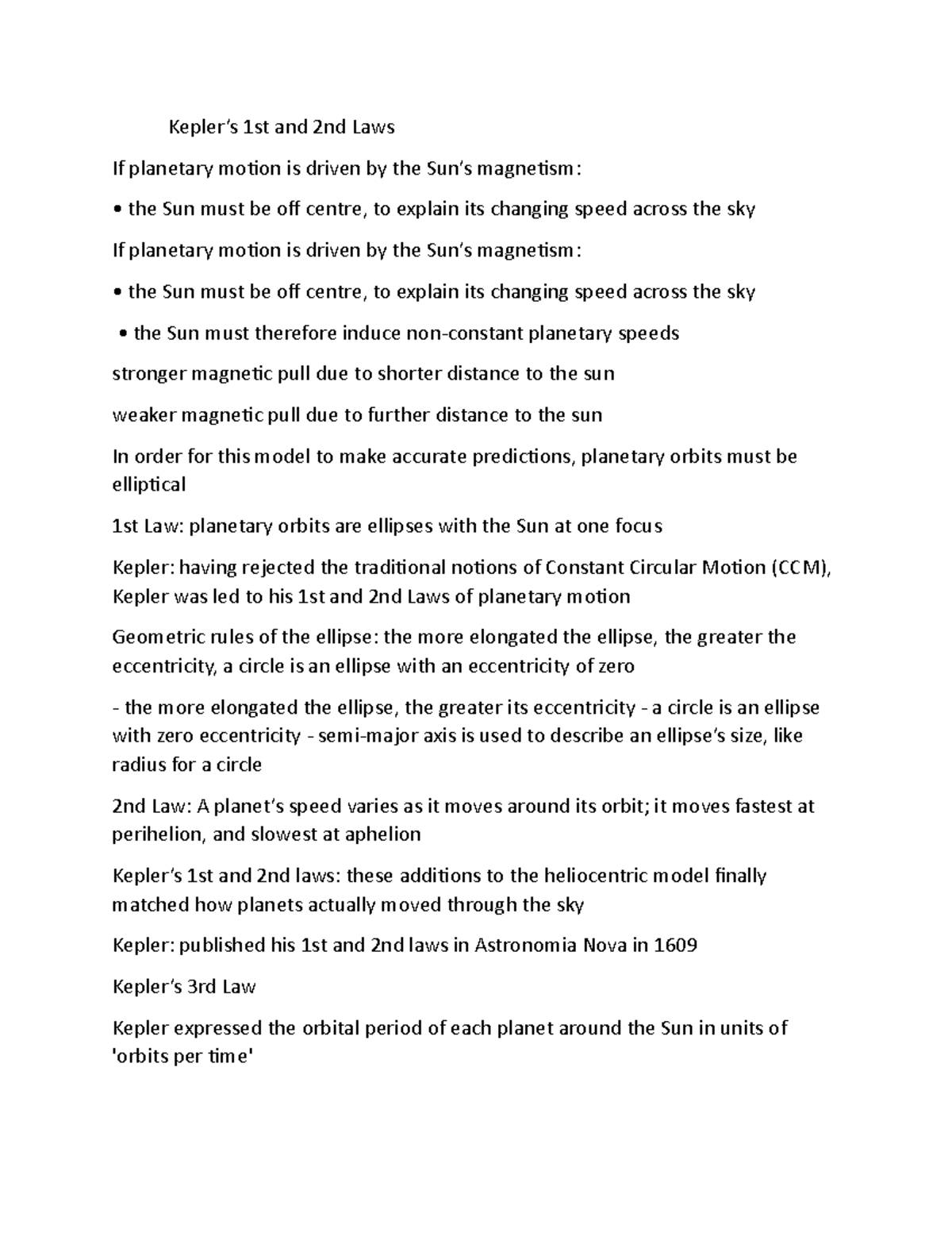 SC-NATS-1745- Unit 4 notes part 4 - Kepler’s 1st and 2nd Laws If ...