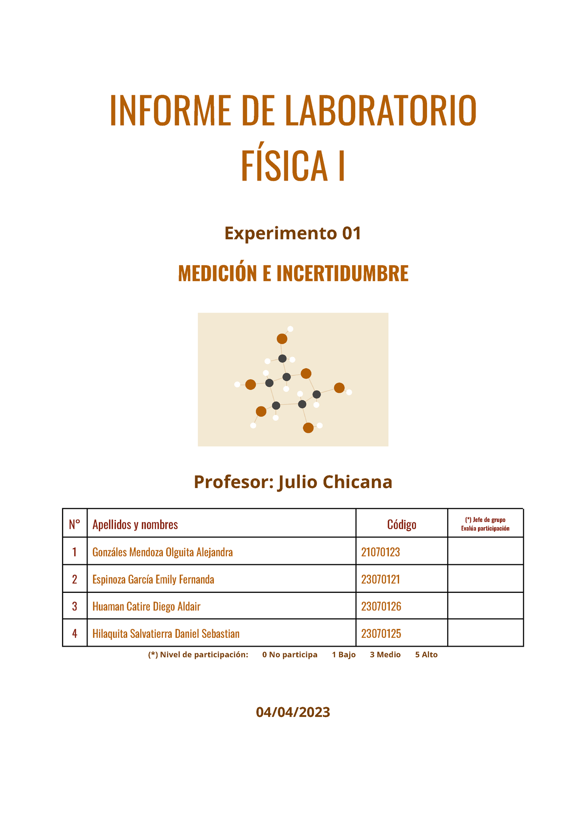 Informe De Laboratorio Informe De Laboratorio FÍsica I Experimento 01