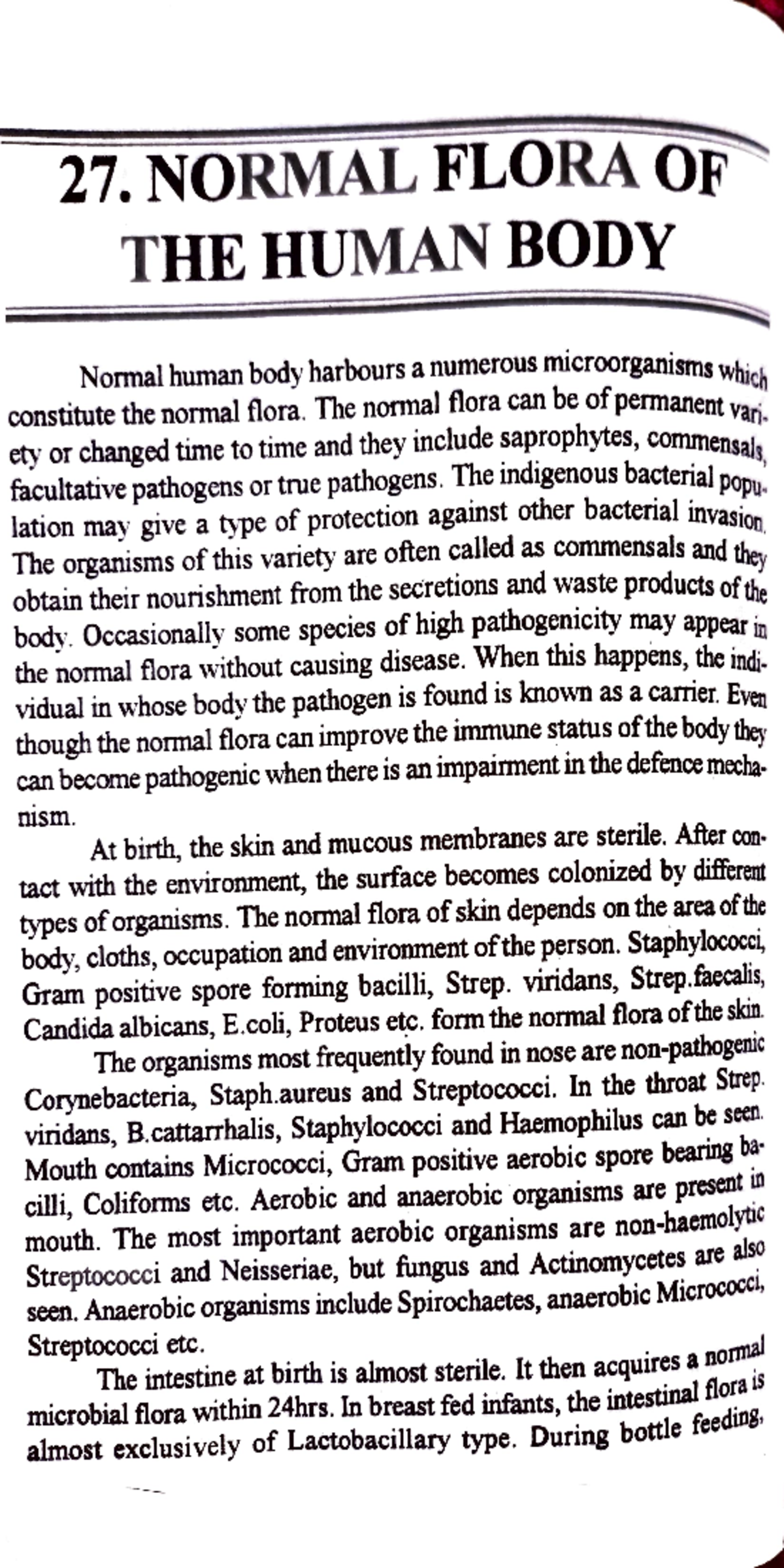 Normal Flora - 27. NORMAL FLORA OF THE HUMAN BODY Normal human body ...
