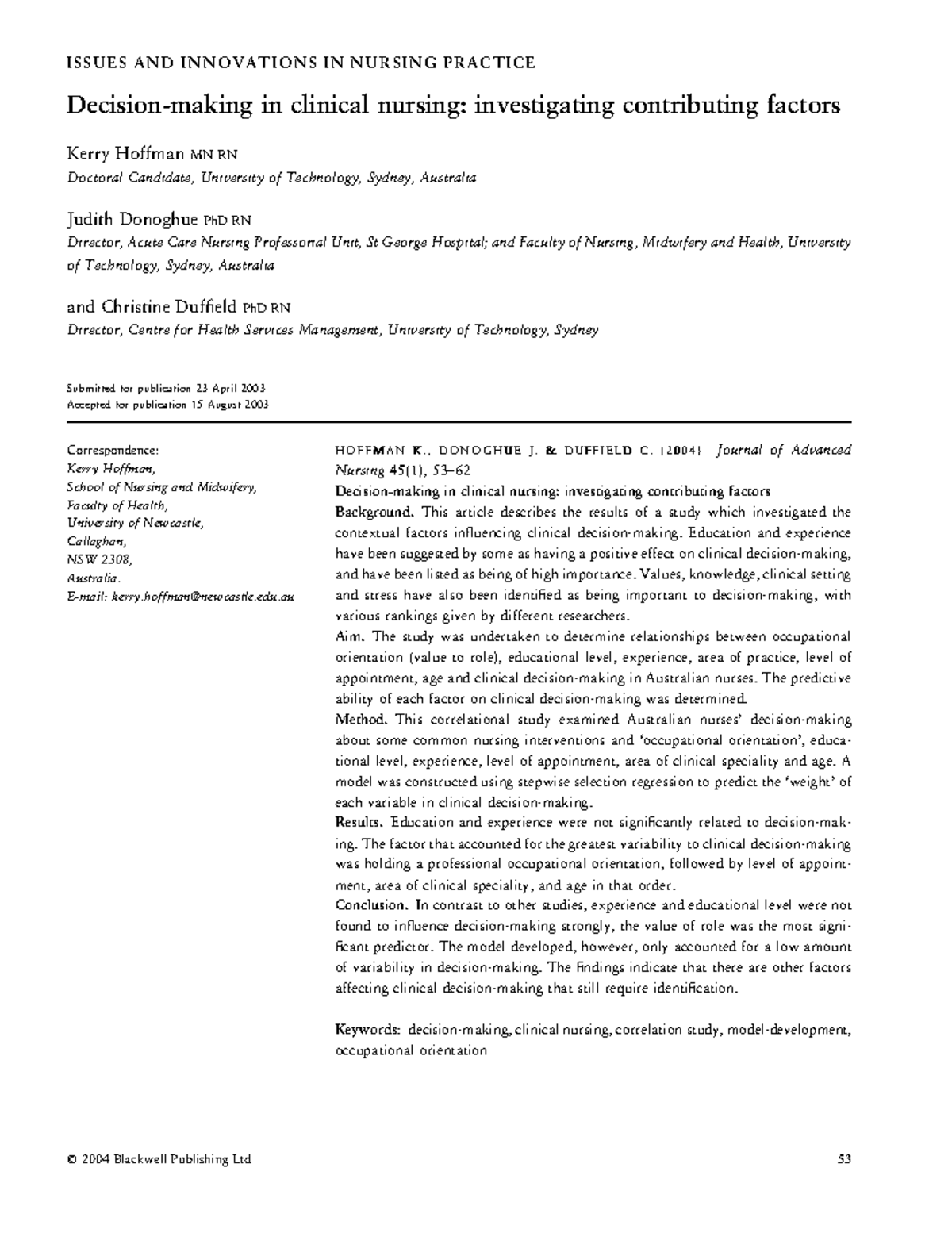 clinical decision making nursing essay