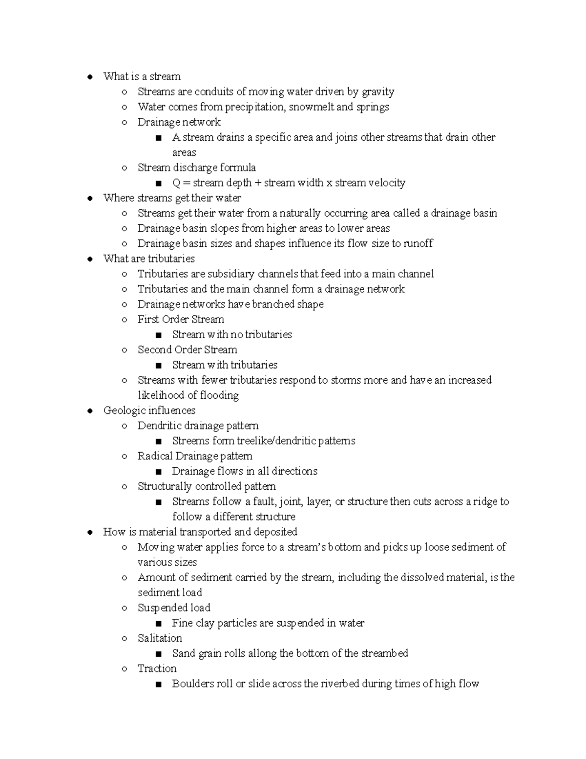 Ch 16 Notes Chapter 16 of the Geology Textbook What is a stream