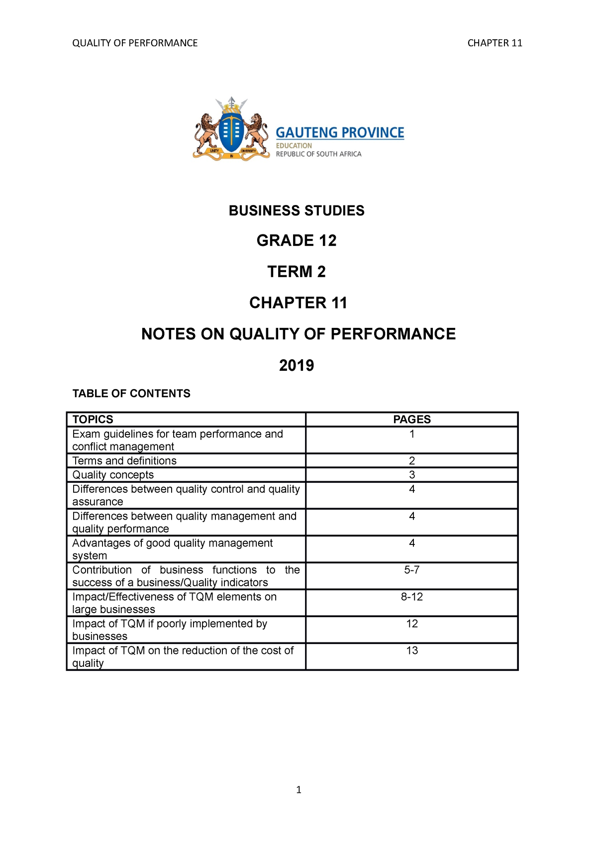 quality of performance business studies essay pdf download