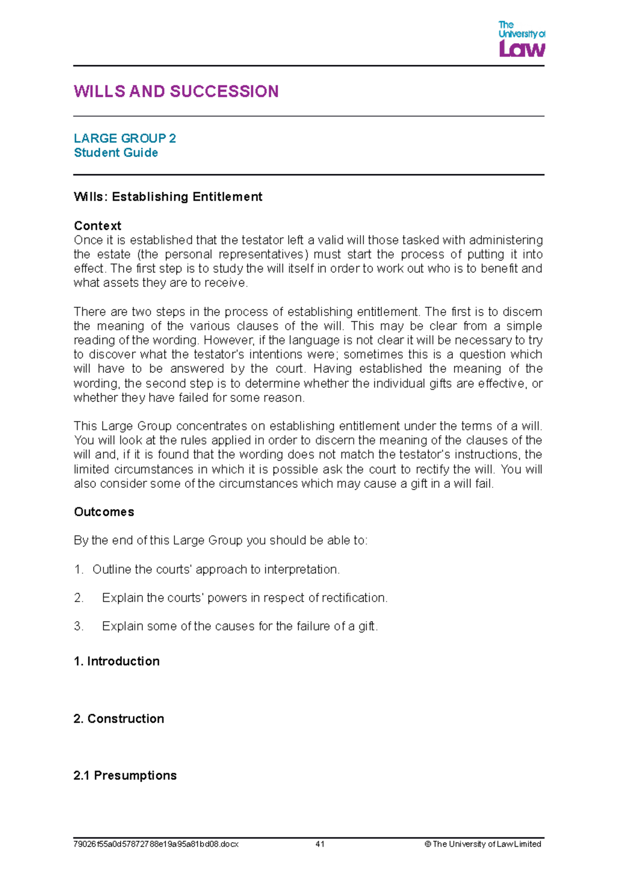 LG2- lecture with no notes - WILLS AND SUCCESSION LARGE GROUP 2 Student ...
