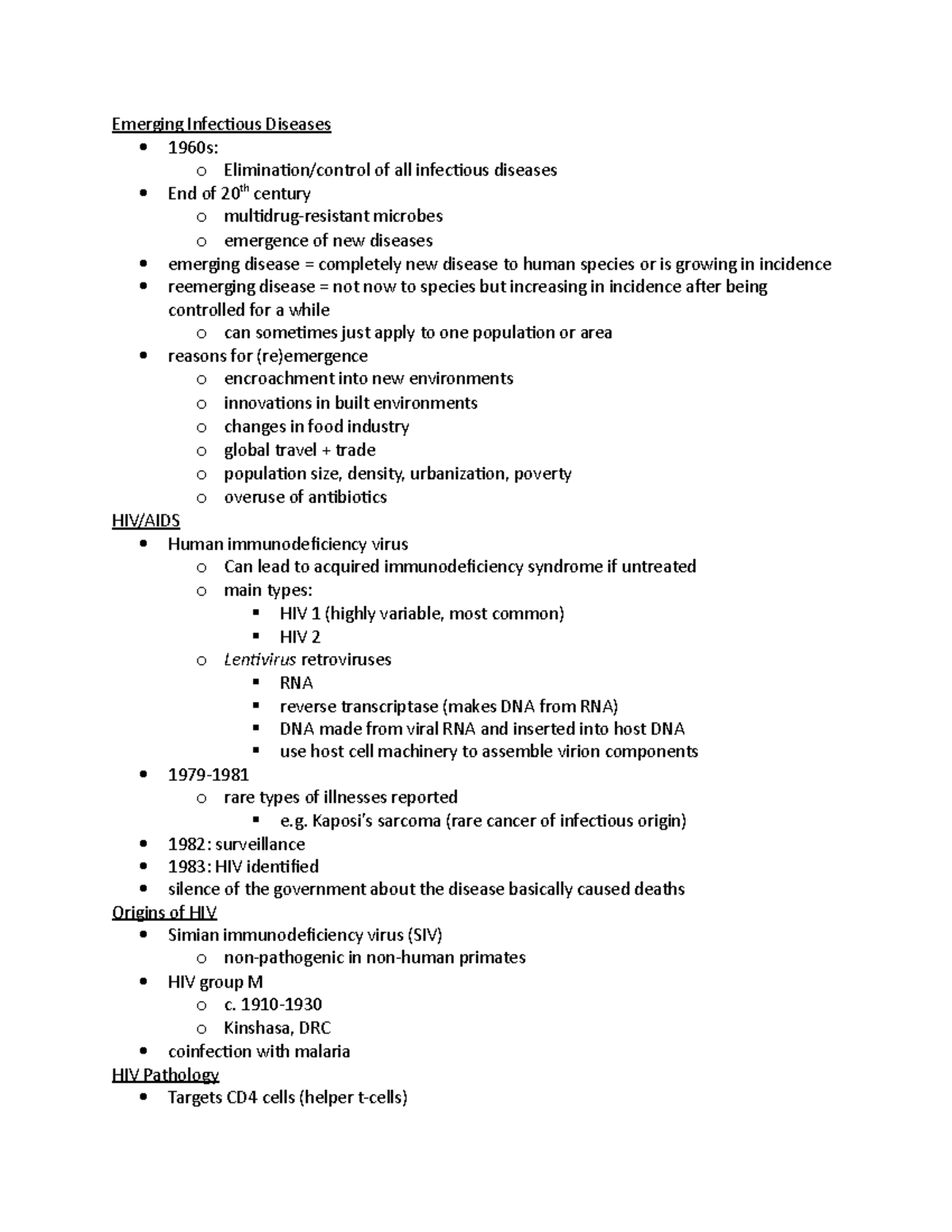 Emerging Infectious Diseases- HIV anth204 - Emerging Infectious ...