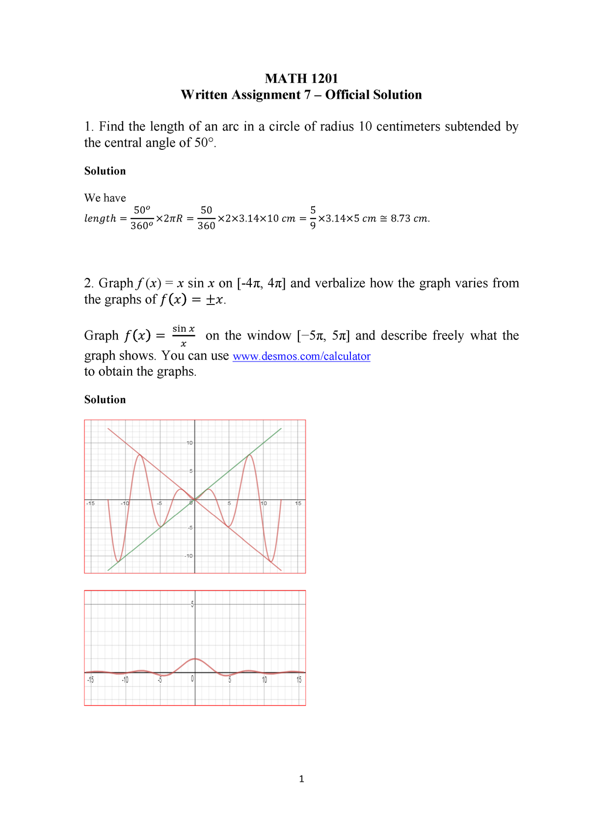 MATH 1201 Unit 7 WA Official Solution - CS1102 - UoPeople - Studocu