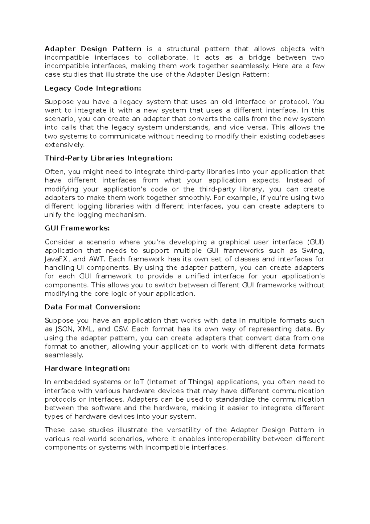 Case studies of Structural Patterns - Adapter Design Pattern is a ...