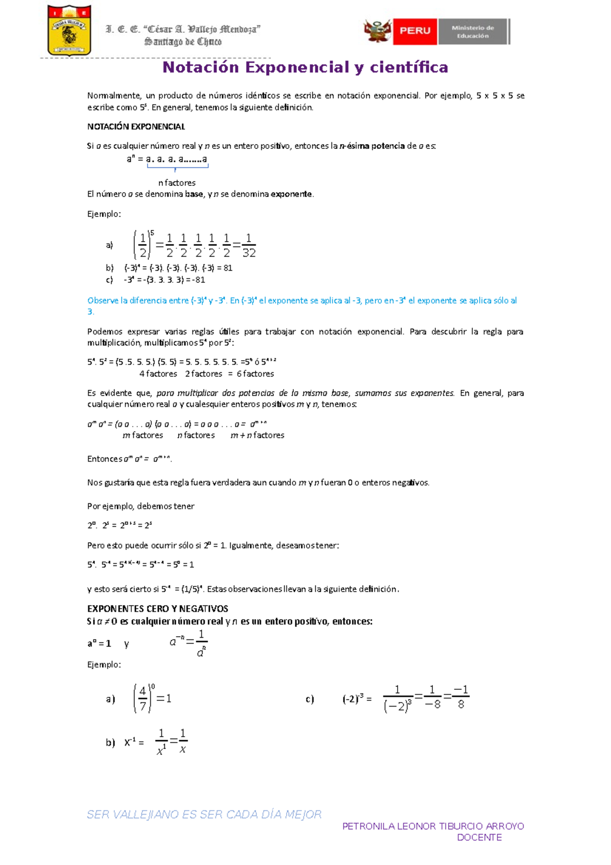 Notación Exponencial y científica - Universidad Nacional Mayor de San ...