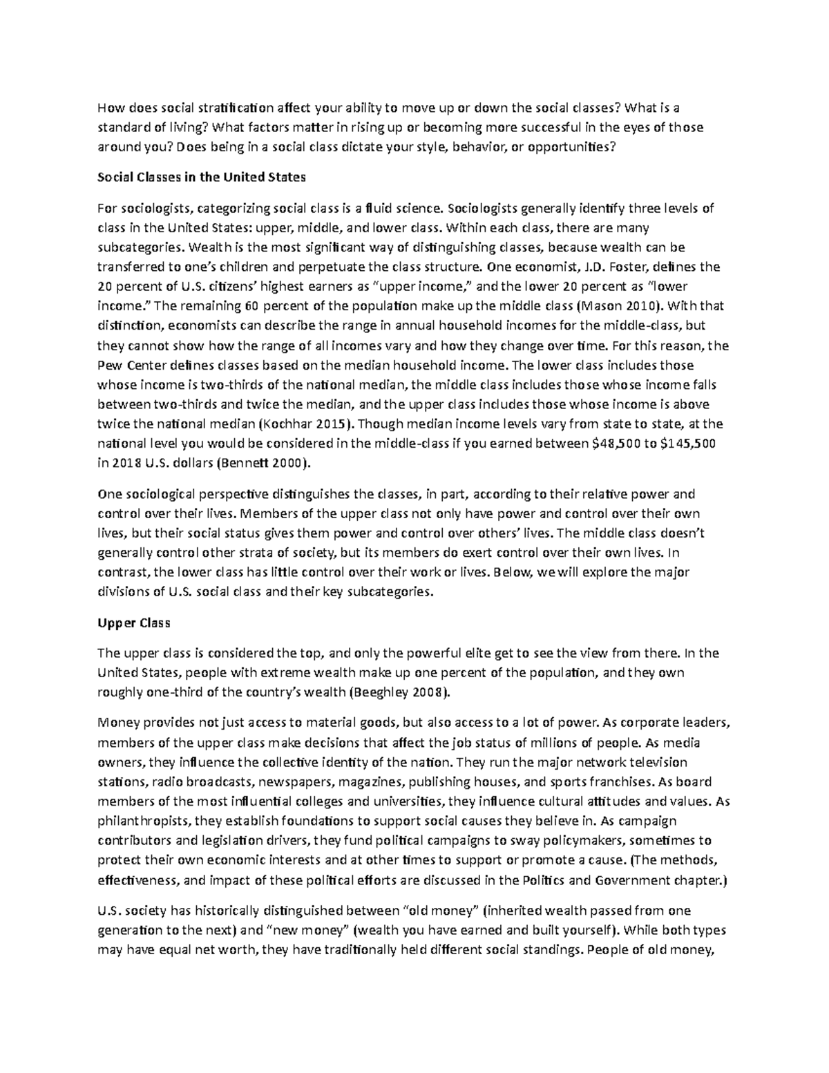 Social Stratification and Mobility in the United States - How does ...