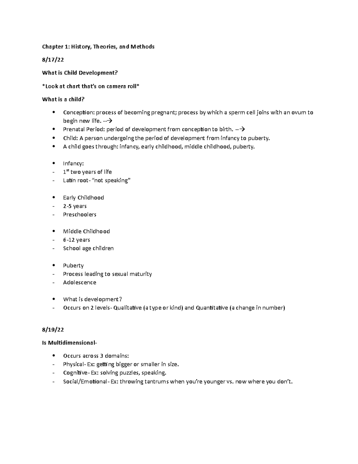 Developmental Psychology - Chapter 1: History, Theories, and Methods 8 ...