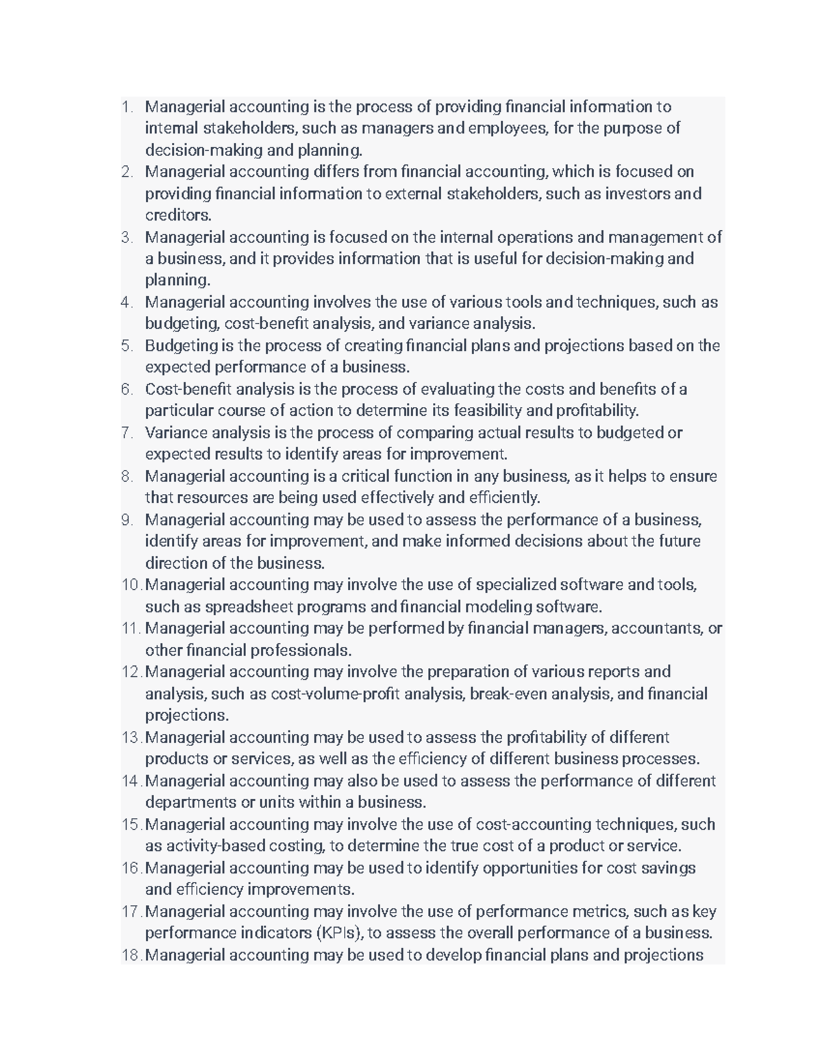 Managerial Accounting - Managerial accounting differs from financial ...