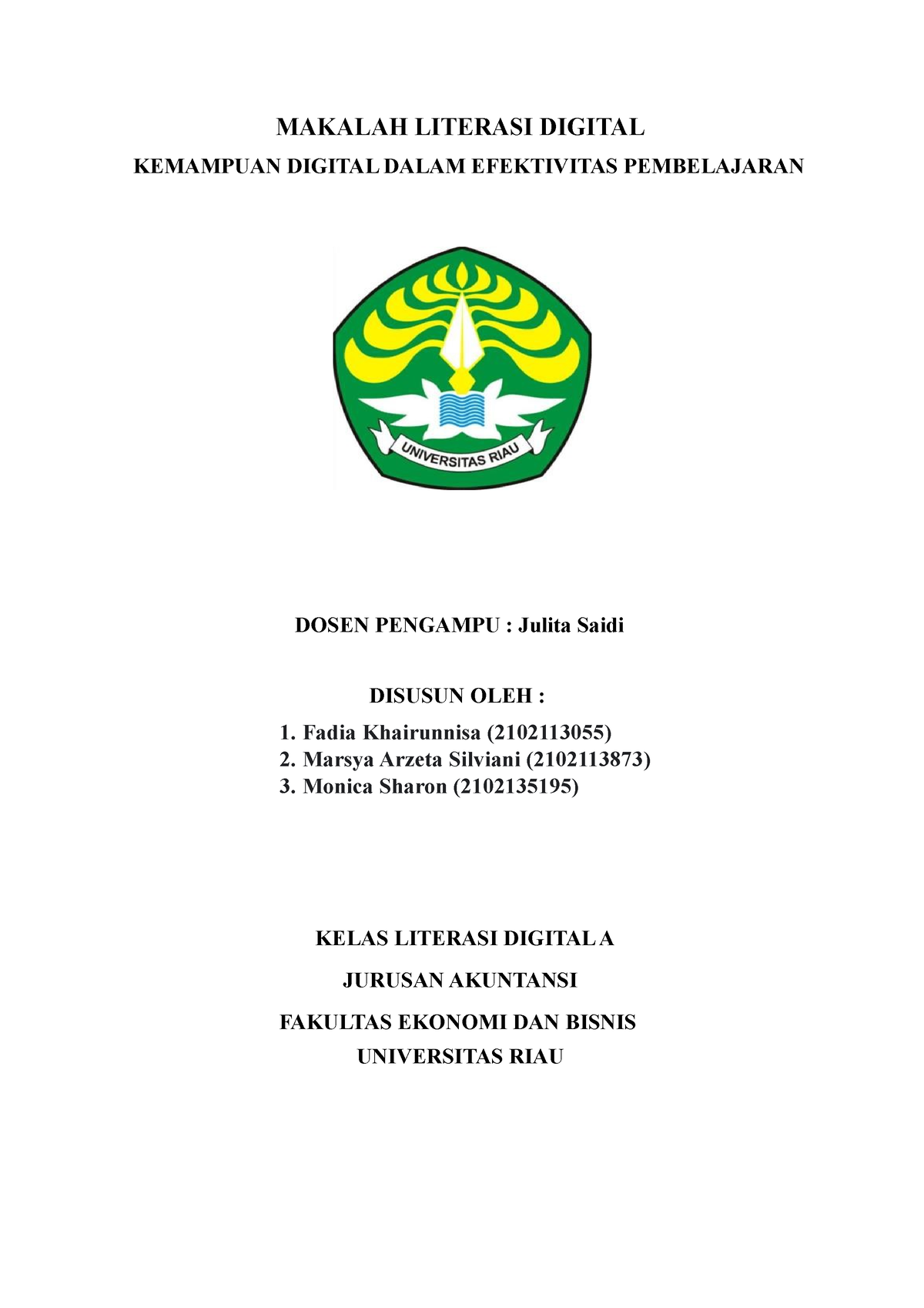 Makalah Kelompok 5 - Litdig - MAKALAH LITERASI DIGITAL KEMAMPUAN ...