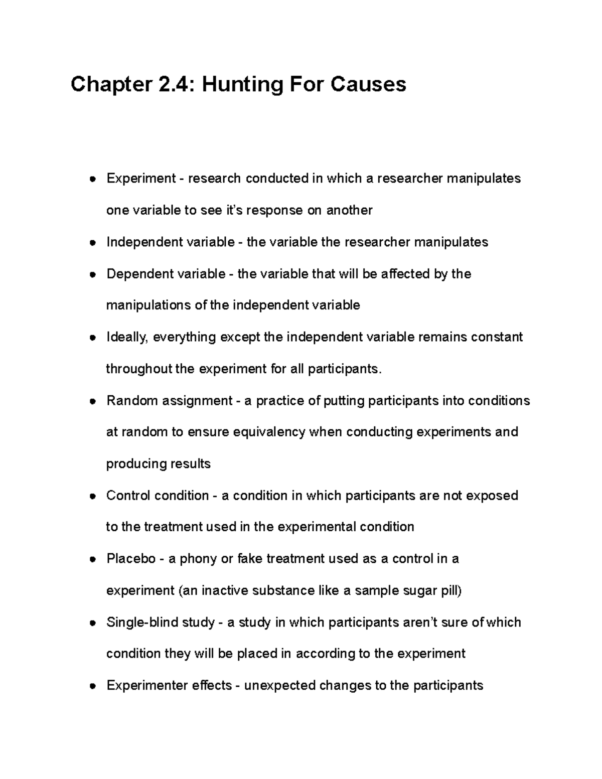 Chapter 2.4 Notes Chapter 2 Hunting For Causes Experiment research