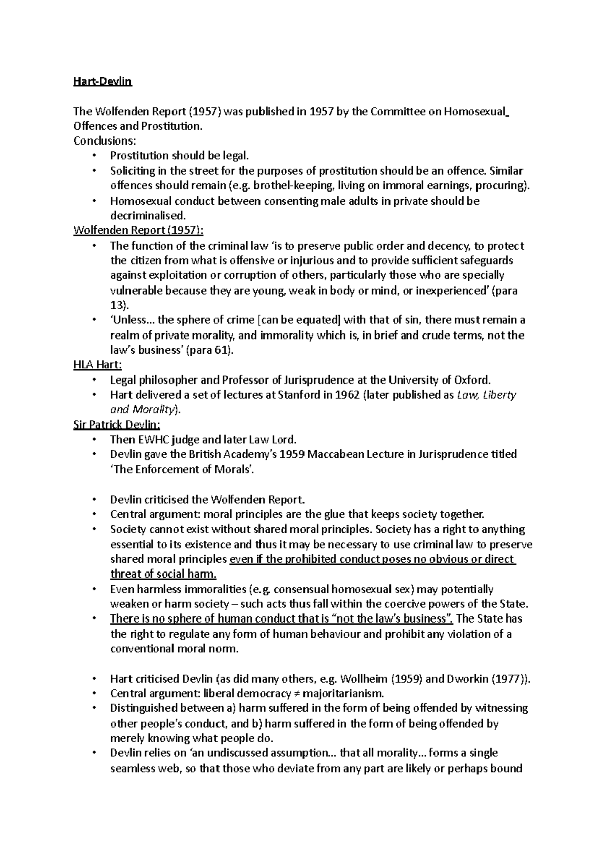 academic theorist Hart legal practise - Hart-Devlin The Wolfenden ...
