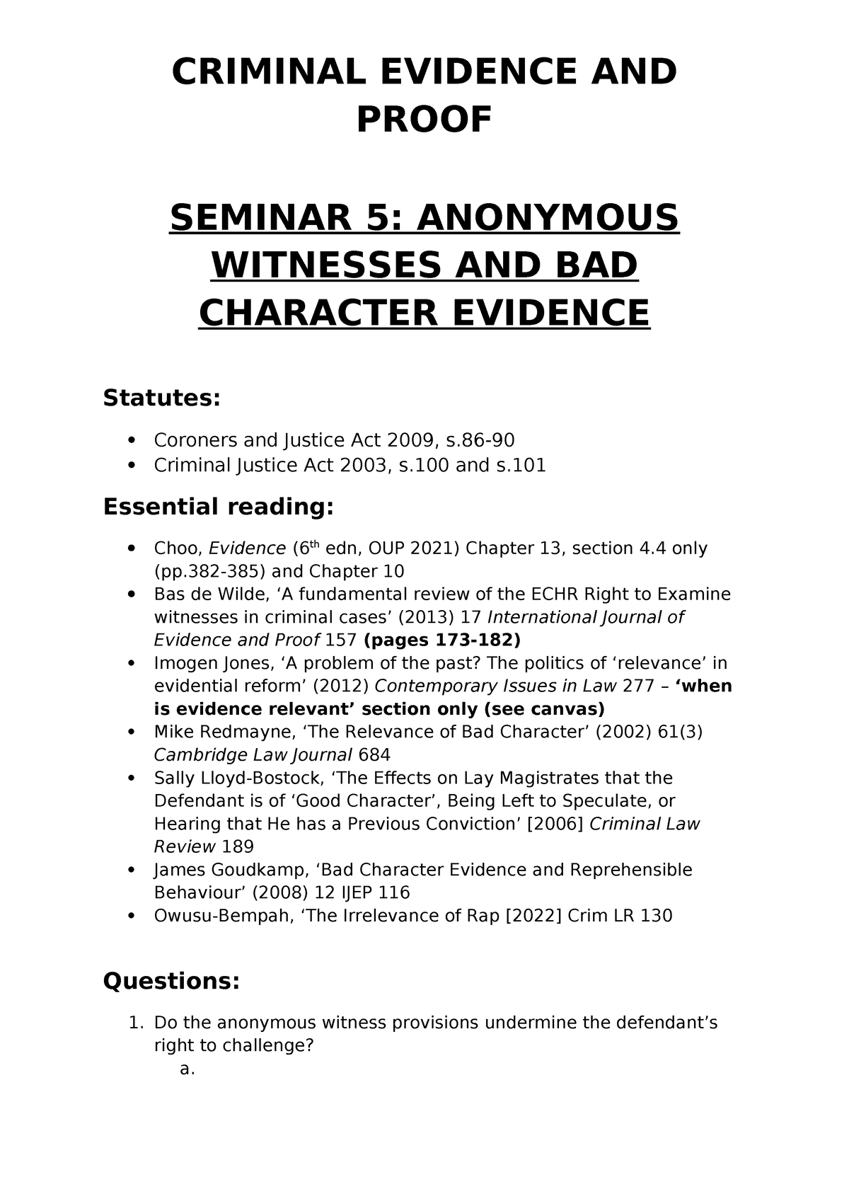 bad character evidence dissertation