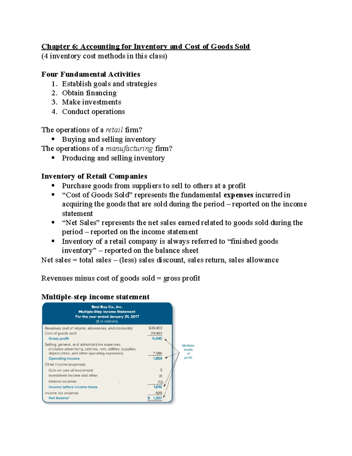 Chapter 6 - Lecture Notes 6 - Chapter 6: Accounting For Inventory And ...