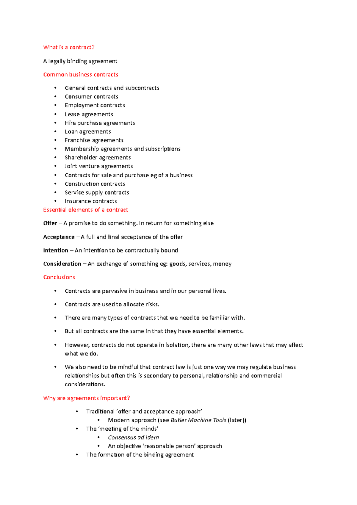 Week 1 Intro to Offers - week 1 - What is a contract? A legally binding ...
