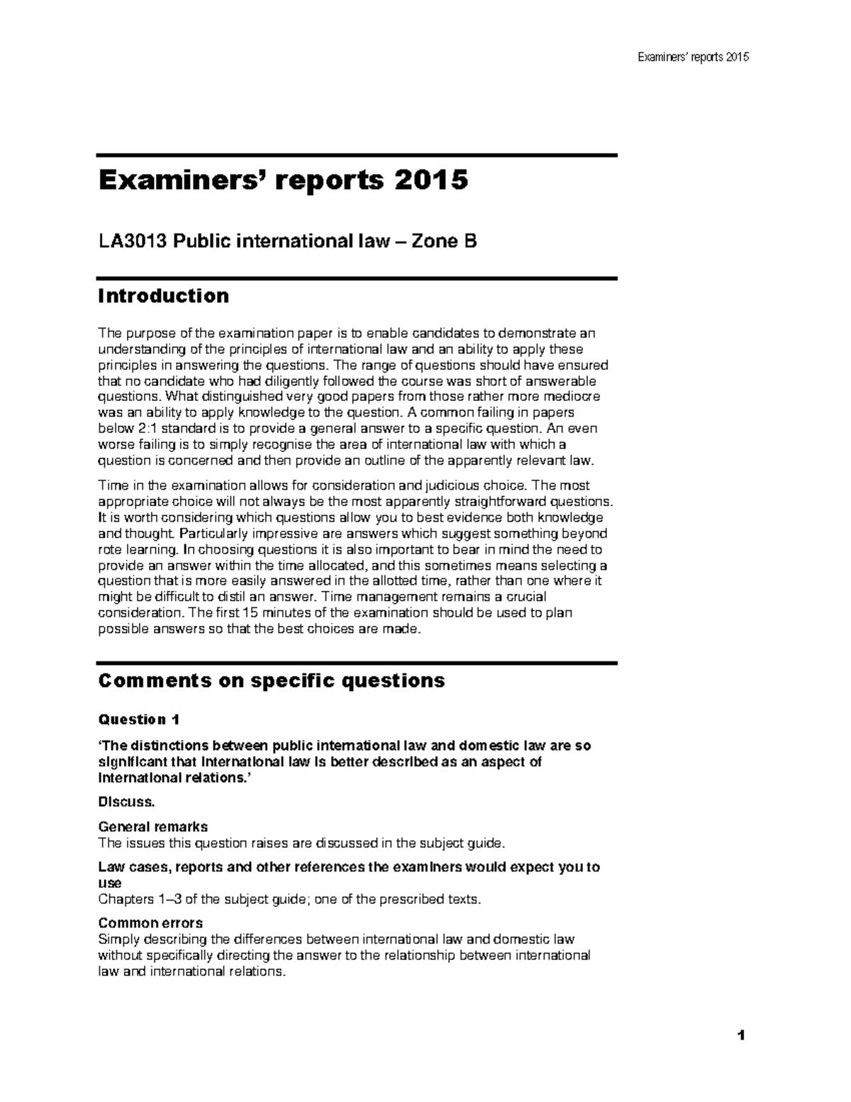 Exam 14 May 2015, Questions - Examiners’ Reports 2015 Examiners ...