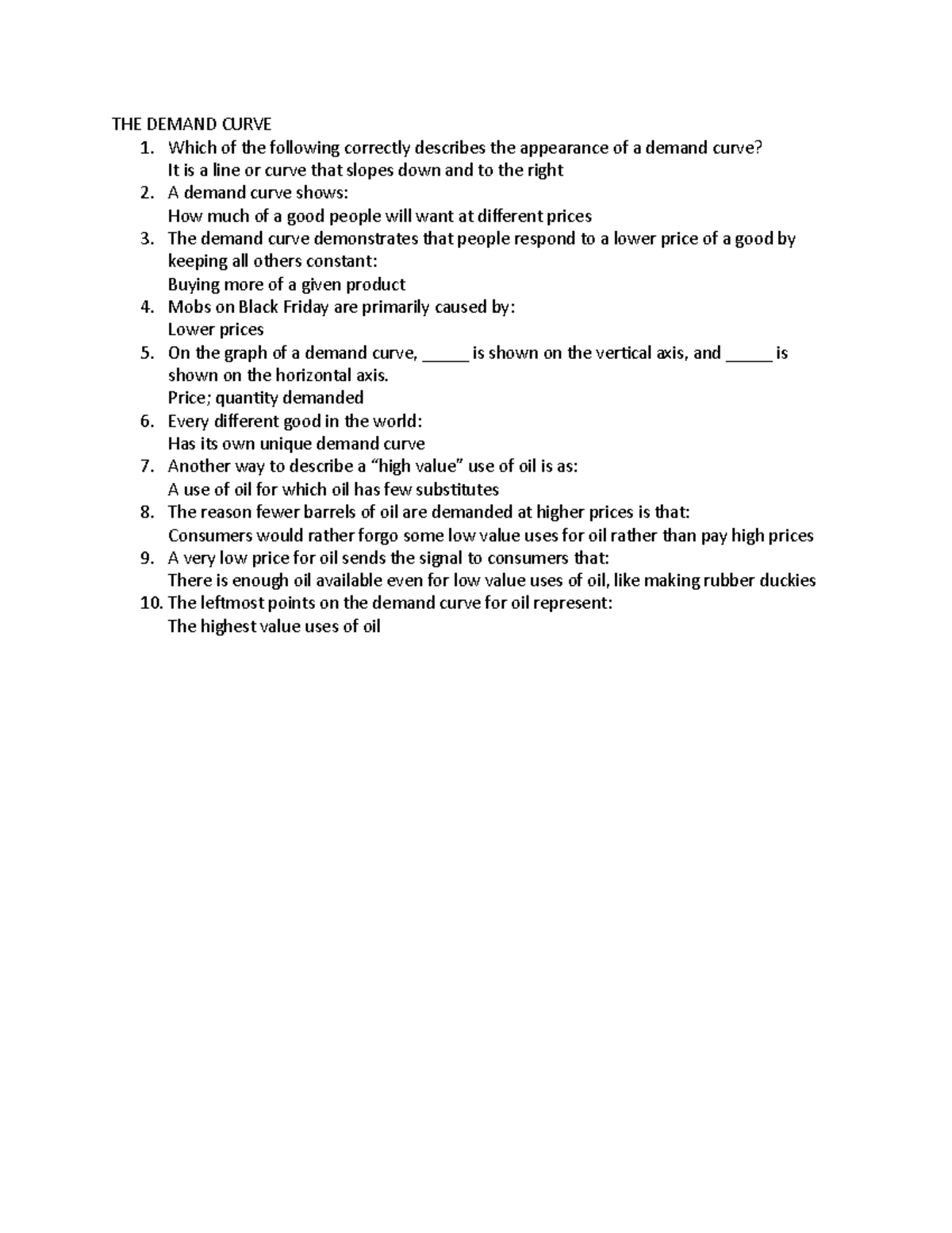 Macroeconomics Chapter 3 Supply And Demand - THE DEMAND CURVE Which Of ...