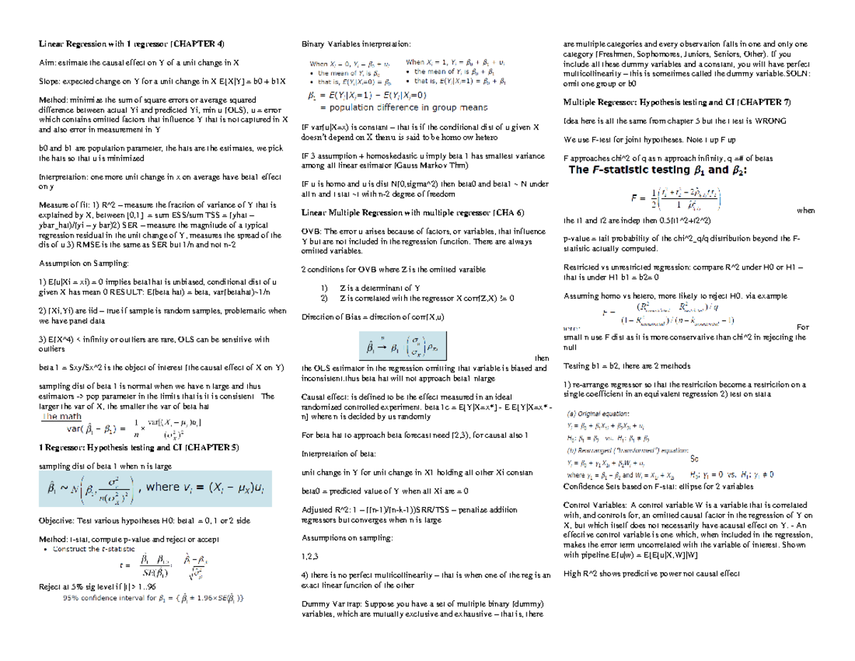 Pdfcookie - Linear Regression with 1 regressor (CHAPTER 4) Aim ...