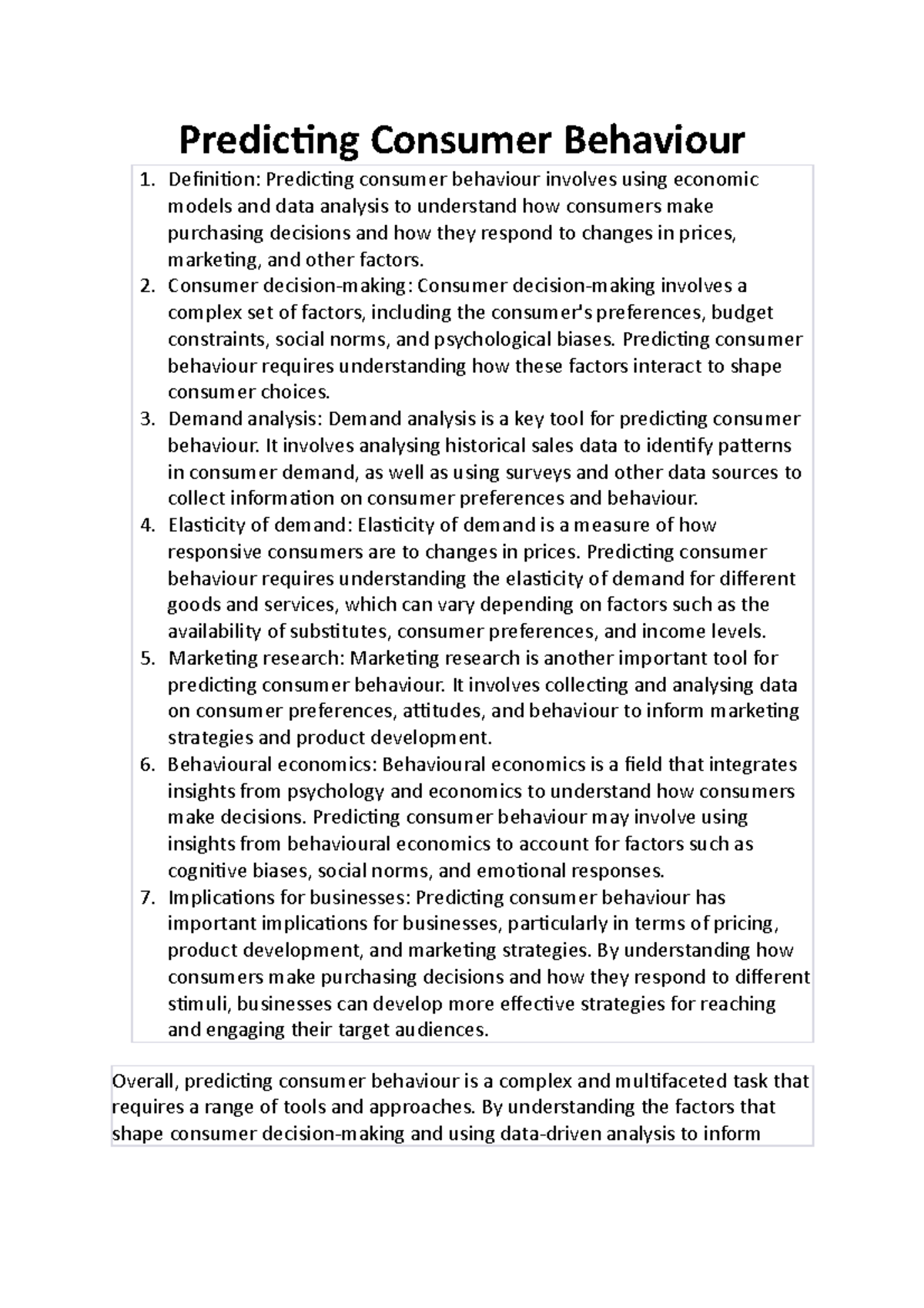 Predicting Consumer Behaviour Consumer decisionmaking Consumer