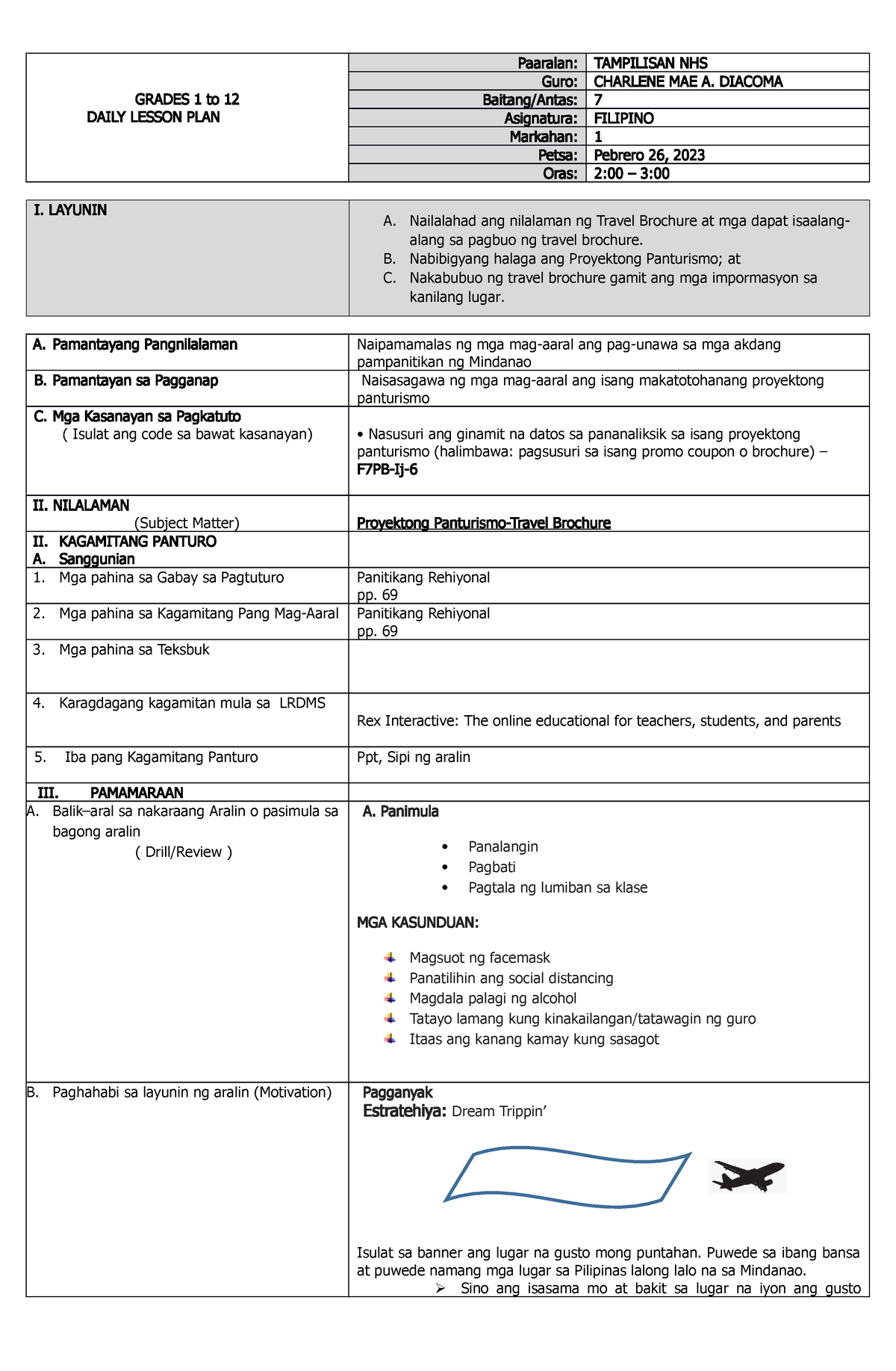 DLP..COT-Q1 - Copy - LESSON PLAN IN FILIPINO - Bachelor Of Secondary ...