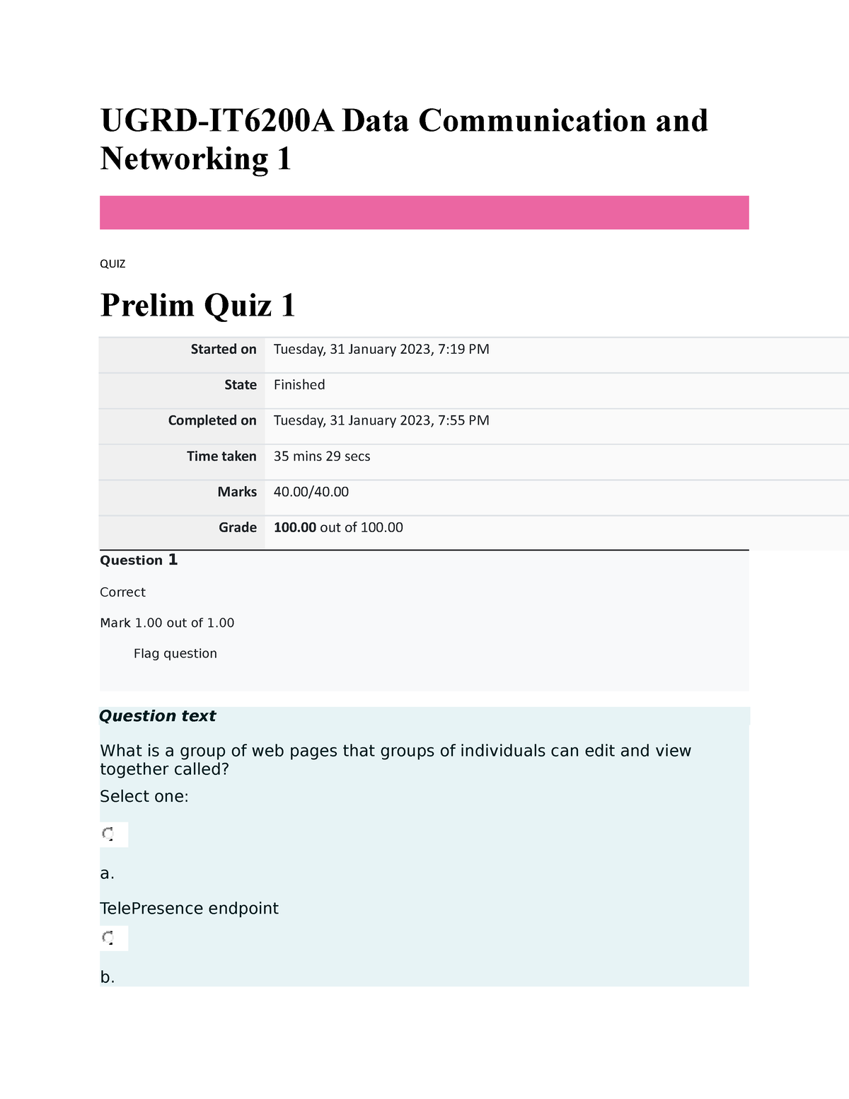 UGRD-IT6200A Data Communication And Networking 1 (PRELIMS) - UGRD ...