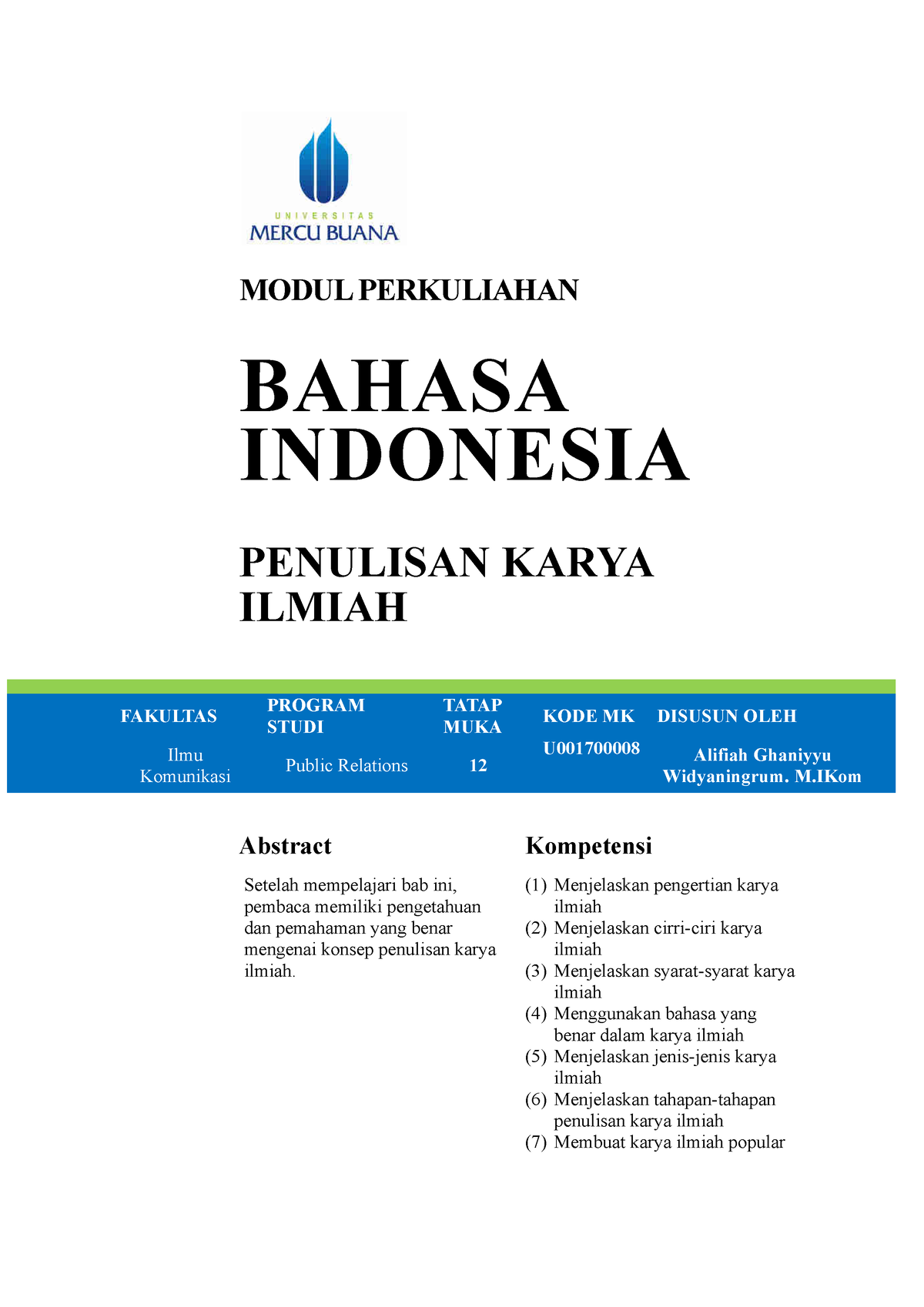 Modul 12 Penulisan Karya Ilmiah (JADI) - MODUL PERKULIAHAN BAHASA ...