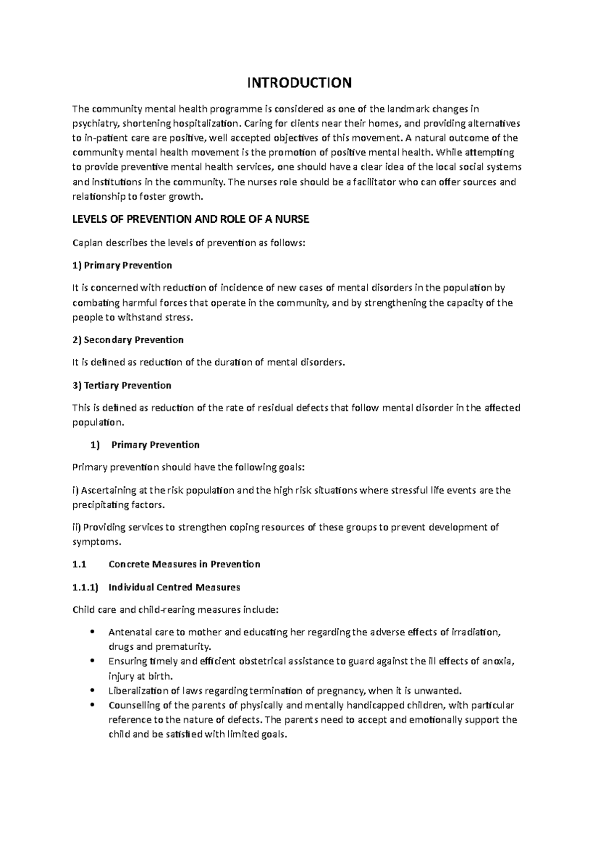 Role of CMHN - About role of cmhn - INTRODUCTION The community mental ...
