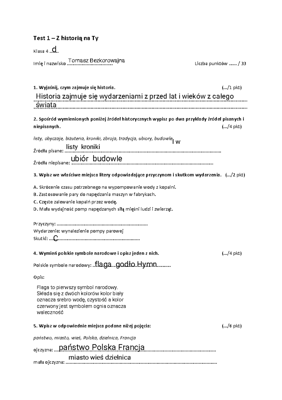 Z Historią Na Ty Test Podsumowujący Rozdział 1 www.studocu.com