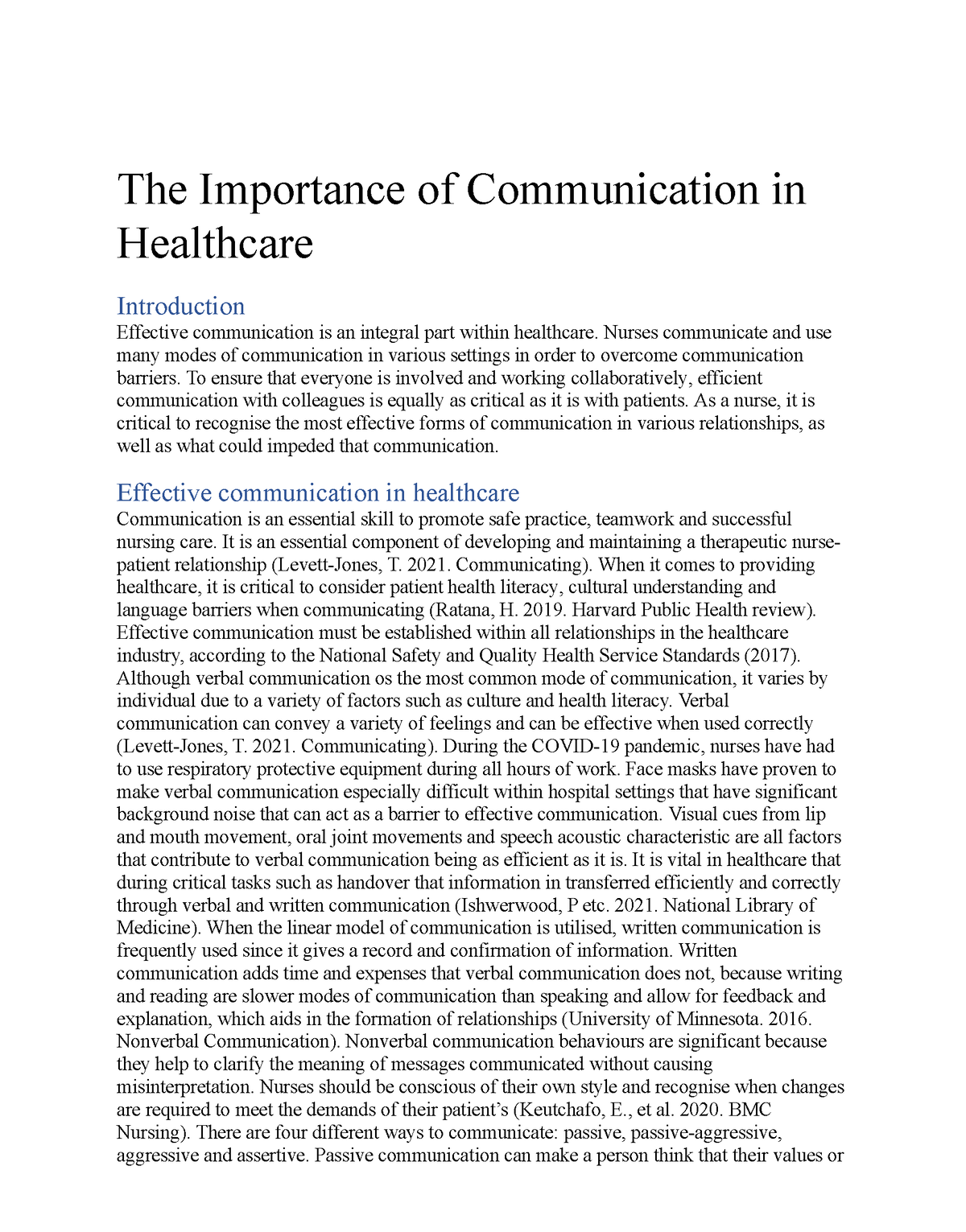 effects of poor communication in healthcare essay